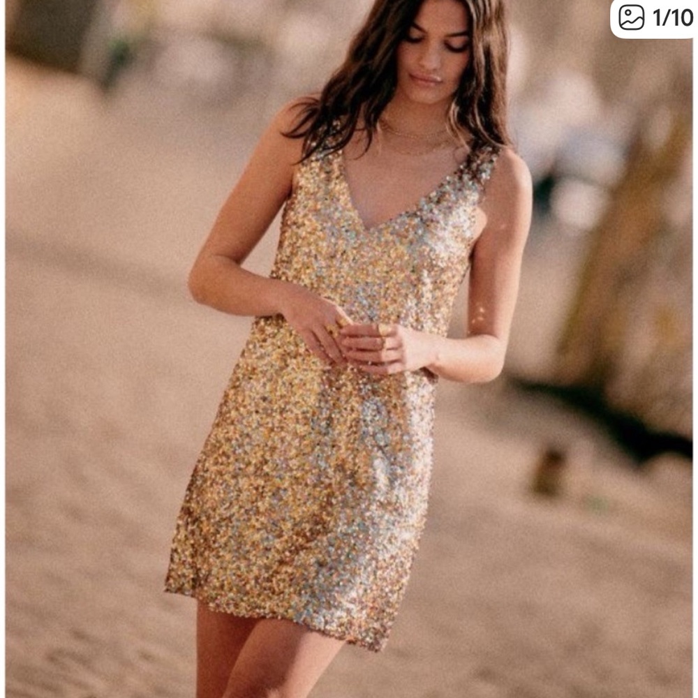 Sezane Robe Bridget Sequins Pastel Mini Dress